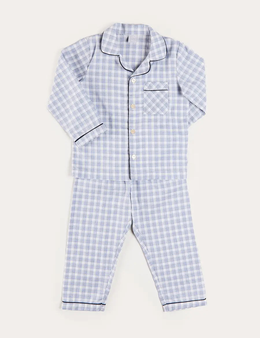 Wilfred Check Pyjamas in Blue (18mths-10yrs) Nightwear from Pepa London US