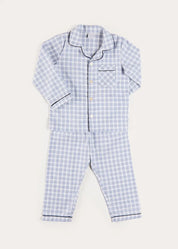 Wilfred Check Pyjamas in Blue (18mths-10yrs) Nightwear from Pepa London US