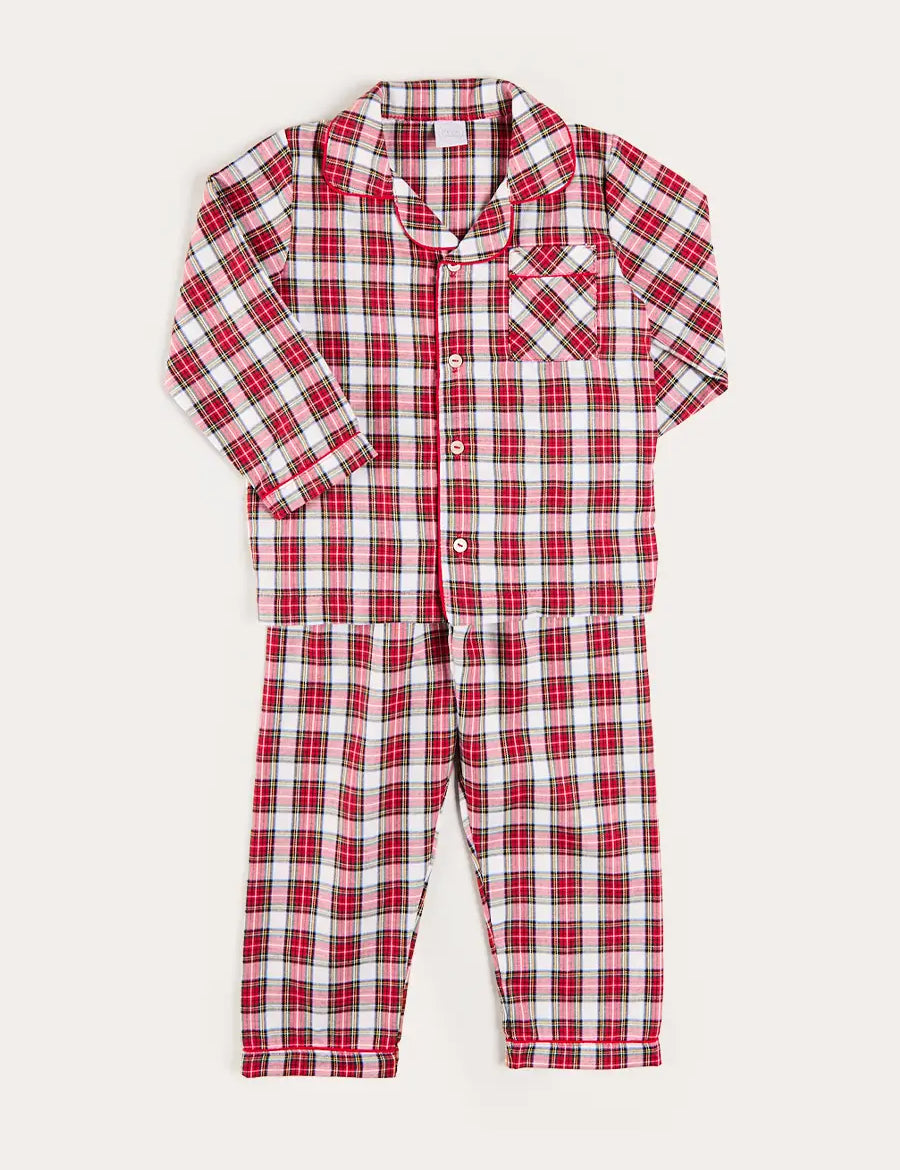 Francis Tartan Pyjamas in Red (18mths-10yrs) Nightwear from Pepa London US