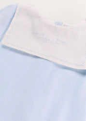 Floral Detail Embroidered Collar Velour All In One in Blue (1mth-12mths) #N/A from Pepa London US