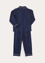 Rocking Horse Embroidered Pocket Detail Long Sleeve Pyjamas in Navy (18mths-10yrs) Nightwear from Pepa London US