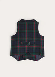 Kinnerton Tartan Double Breasted Waist Coat Vest in Green (4-10yrs) Coats from Pepa London US