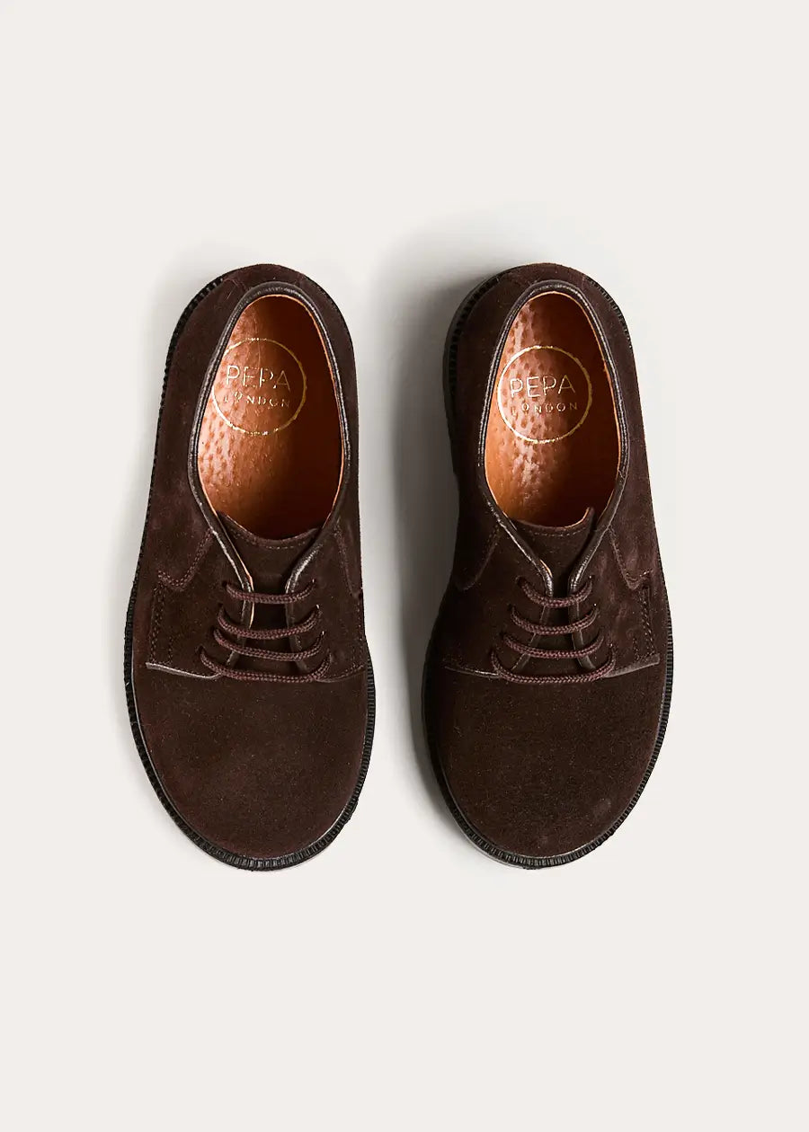 Suede Lace Up Shoes in Brown (24-35EU) Shoes from Pepa London US