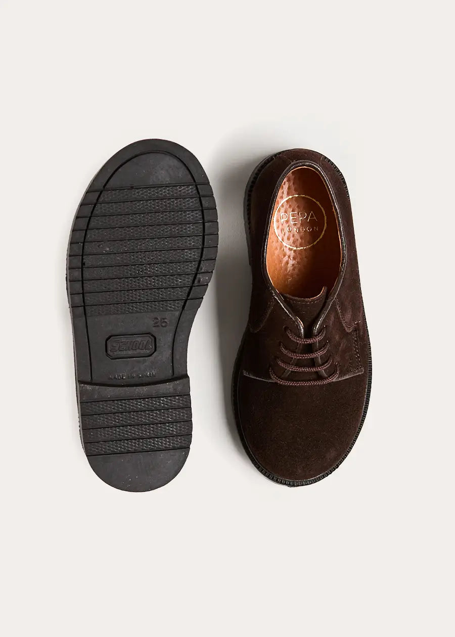 Suede Lace Up Shoes in Brown (24-35EU) Shoes from Pepa London US