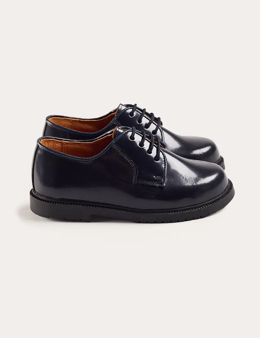 Patent Leather Lace Up Shoes in Midnight Navy (24-35EU) Shoes from Pepa London US