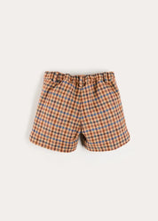 Vincent Check Shorts in Brown (4-10yrs) Shorts from Pepa London US