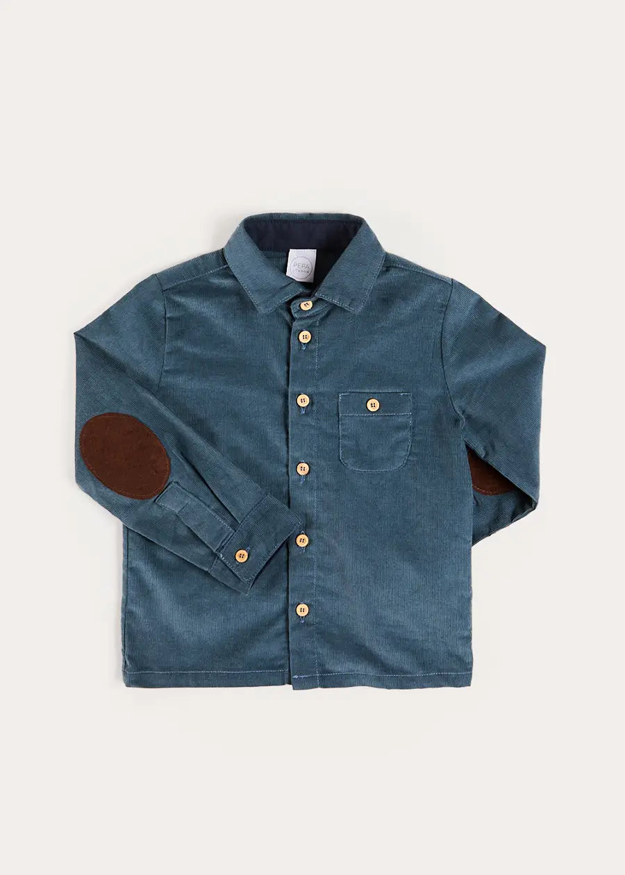 Polo Collar Corduroy Shirt in Blue (3-10yrs) Shirts from Pepa London US