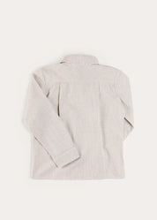 Ambrose Check Polo Collar Long Sleeve Shirt in Beige (12mths-10yrs) Shirts from Pepa London US