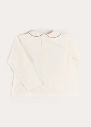 Embroidered Peter Pan Collar Top in Blue (18mths-5yrs) Tops & Bodysuits from Pepa London US