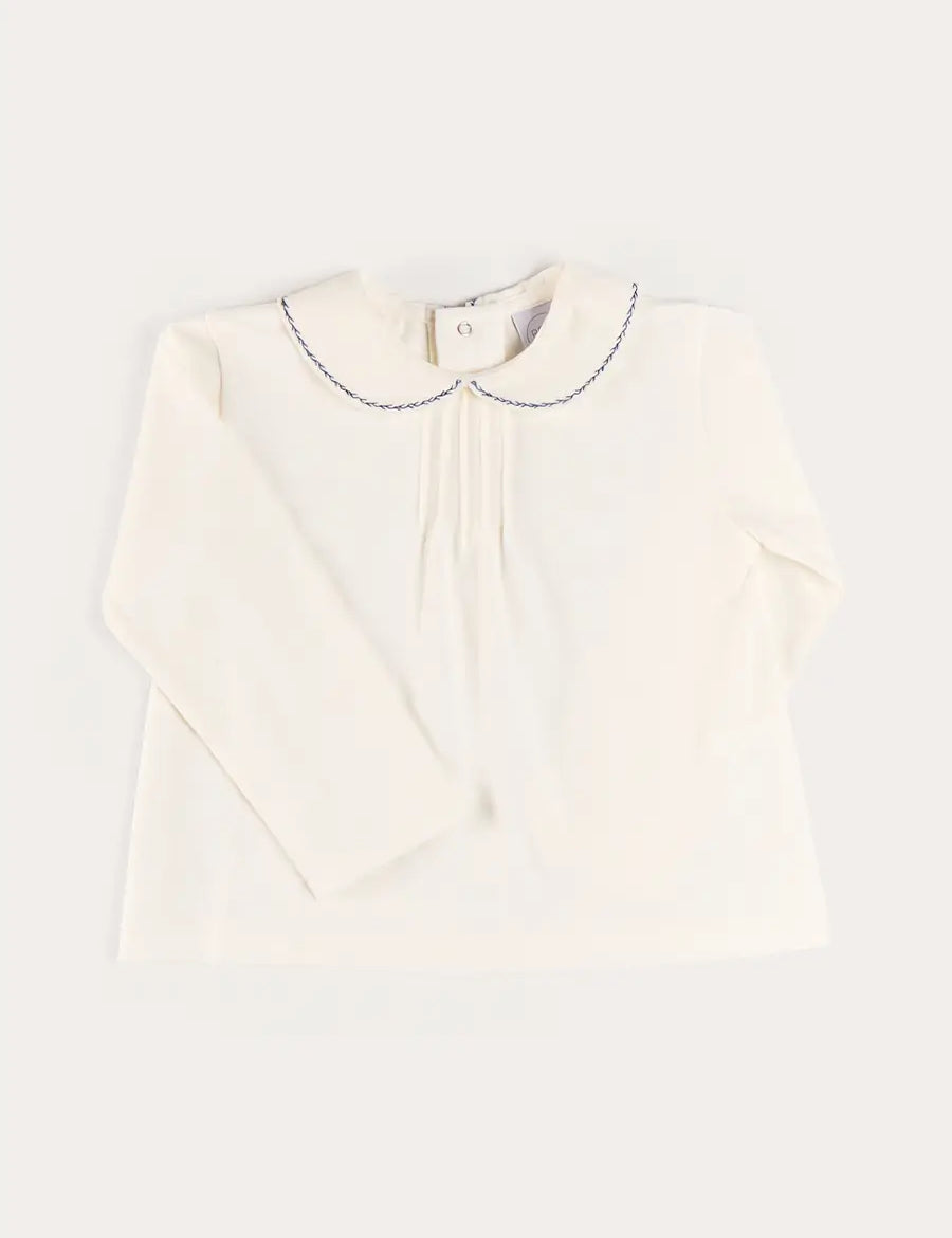 Embroidered Peter Pan Collar Top in Blue (18mths-5yrs) Tops & Bodysuits from Pepa London US