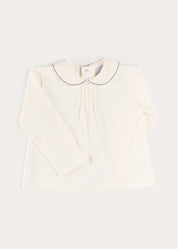 Embroidered Peter Pan Collar Top in Blue (18mths-5yrs) Tops & Bodysuits from Pepa London US