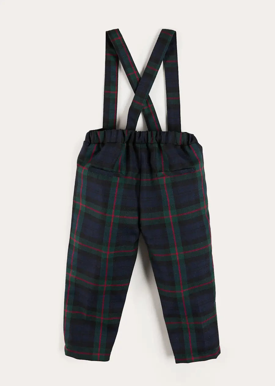Kinnerton Tartan Trousers with Braces in Blue (18mths-5yrs) Trousers from Pepa London US