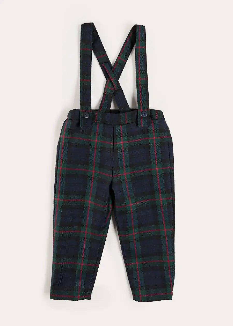 Kinnerton Tartan Trousers with Braces in Blue (18mths-5yrs) Trousers from Pepa London US