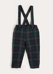 Kinnerton Tartan Trousers with Braces in Blue (18mths-5yrs) Trousers from Pepa London US