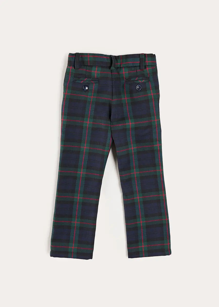Kinnerton Tartan Pocket Detail Trousers in Navy (4-10yrs) Trousers from Pepa London US