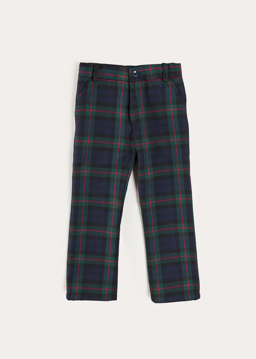 Kinnerton Tartan Pocket Detail Trousers in Navy (4-10yrs) Trousers from Pepa London US