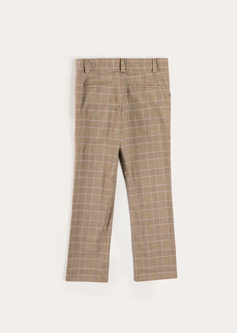 Wilton Check Pocket Detail Trousers in Beige (4-10yrs) Trousers from Pepa London US