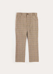 Wilton Check Pocket Detail Trousers in Beige (4-10yrs) Trousers from Pepa London US