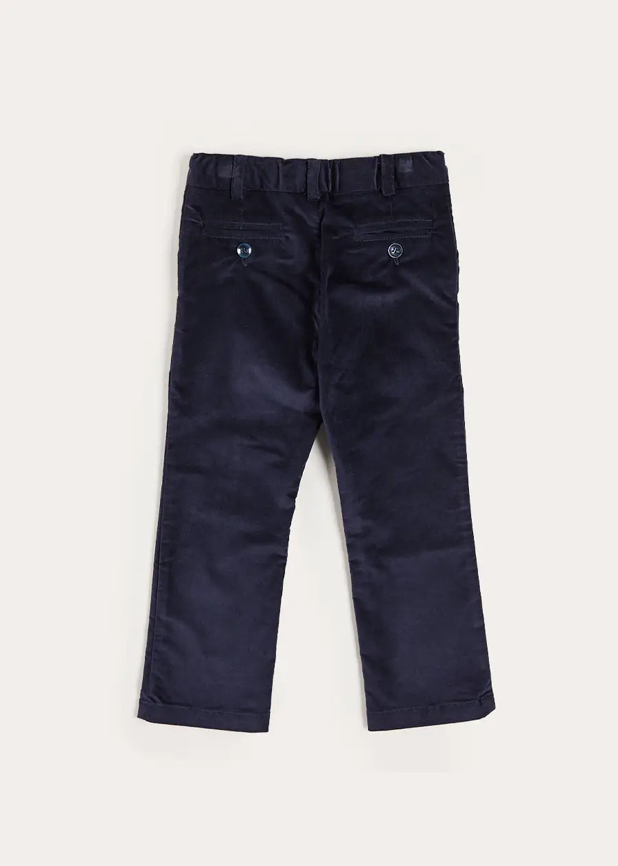 Velvet Pocket Chino Trousers in Navy (4-10yrs) Trousers from Pepa London US