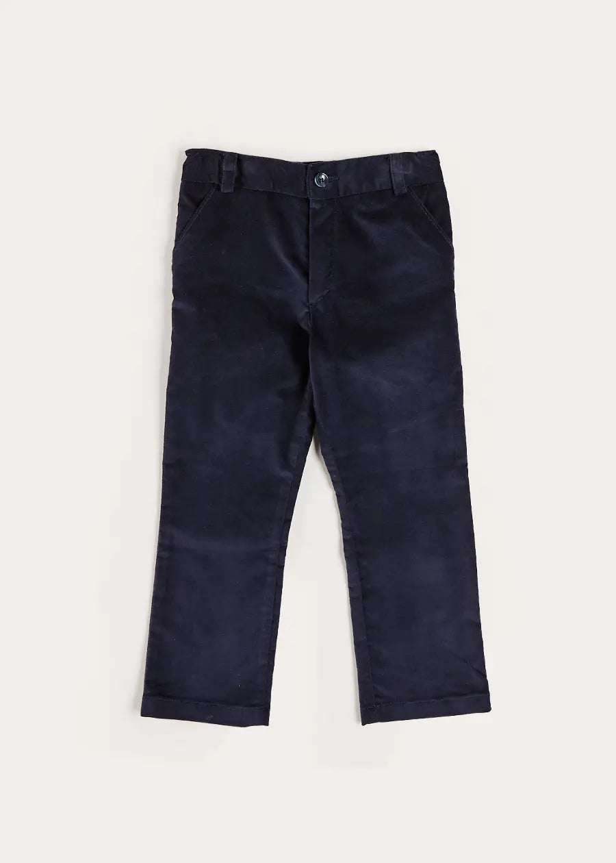 Velvet Pocket Chino Trousers in Navy (4-10yrs) Trousers from Pepa London US