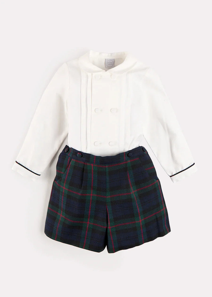 Kinnerton Tartan Peter Pan Collar Long Sleeve Two Piece Set in Green (18mths-6yrs) TWO PIECE SETS from Pepa London US