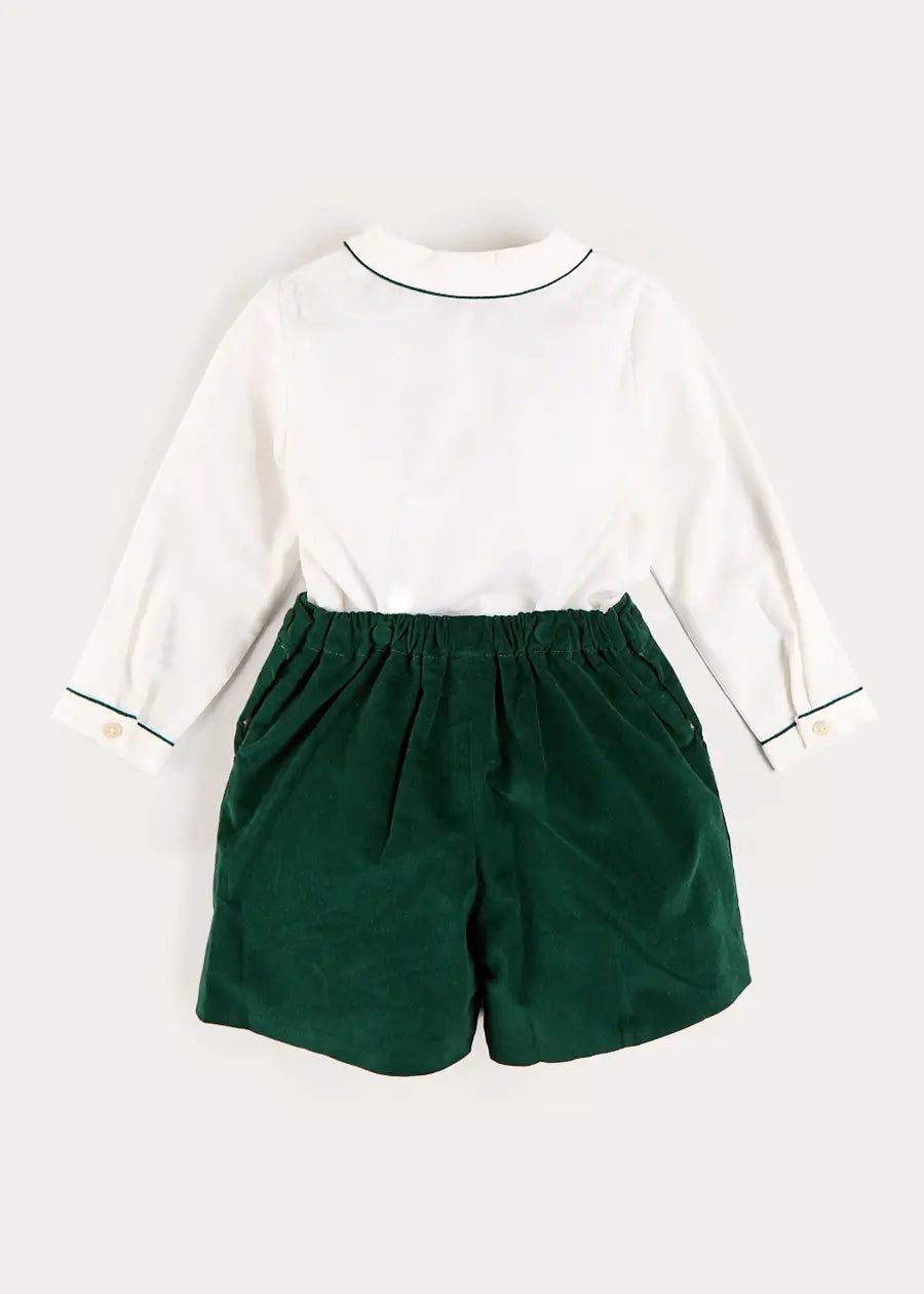 Velvet Contrast Trim Long Sleeve Two Piece Set in Green (18mths-6yrs) TWO PIECE SETS from Pepa London US