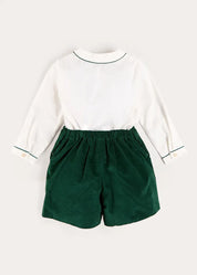 Velvet Contrast Trim Long Sleeve Two Piece Set in Green (18mths-6yrs) TWO PIECE SETS from Pepa London US