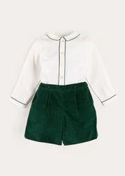 Velvet Contrast Trim Long Sleeve Two Piece Set in Green (18mths-6yrs) TWO PIECE SETS from Pepa London US