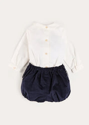 Peter Pan Collar Velvet Button Detail Two Piece Set in Navy (12mths-3yrs) TWO PIECE SETS from Pepa London US