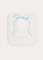 Whale Hand Embroidered Scallop Edge Square Bib in Blue Accessories from Pepa London US