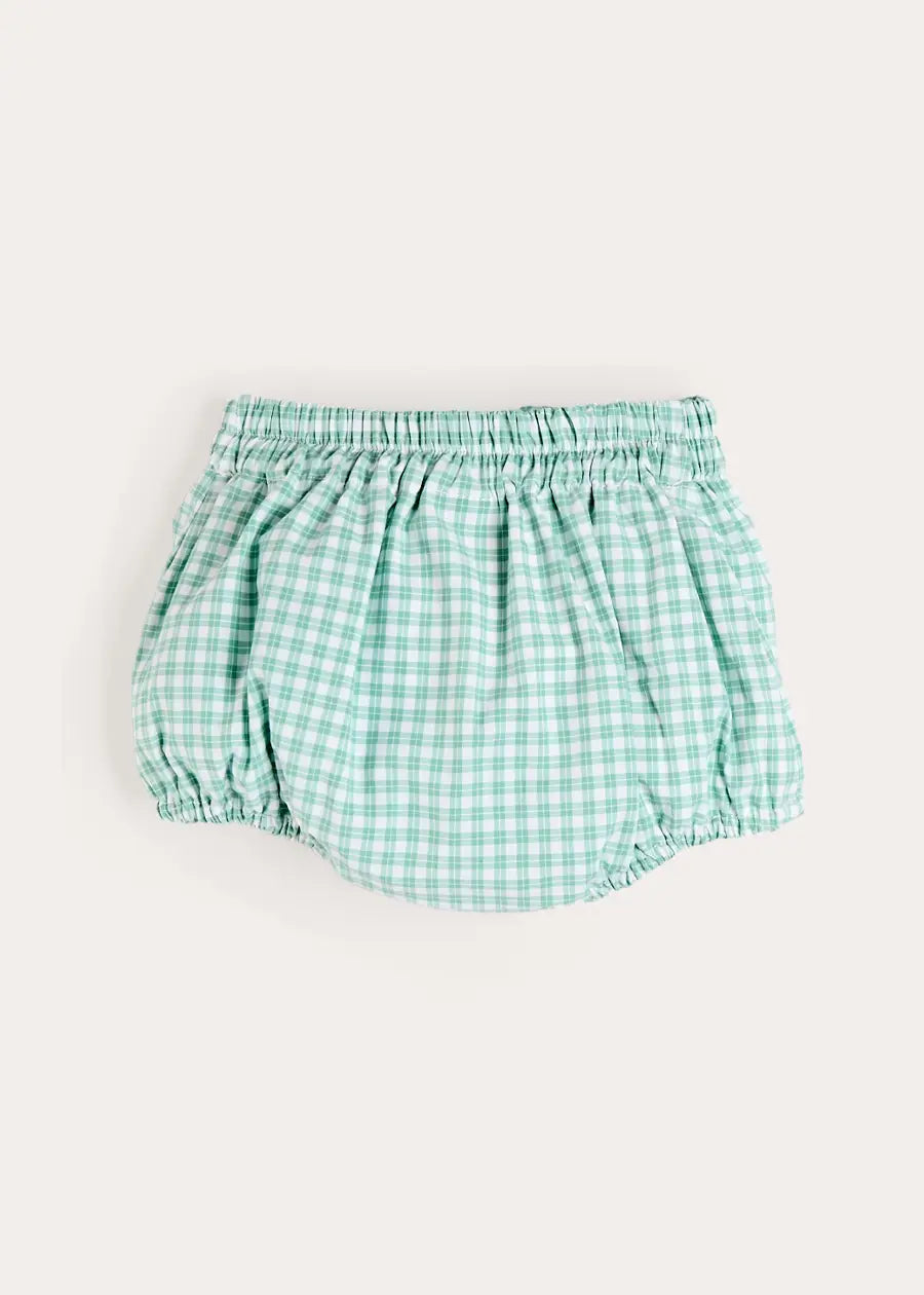 Lucas Check Button Detail Bloomers in Green (1mth-2yrs) Bloomers from Pepa London US