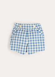 Darby Gingham Button Detail Bloomers in Blue (3mths-3yrs) Bloomers from Pepa London