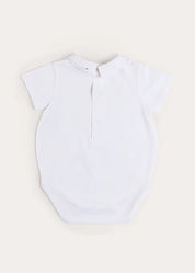 Plane Embroidery Short Sleeve Bodysuit in White (3mths-3yrs) Tops & Bodysuits from Pepa London US
