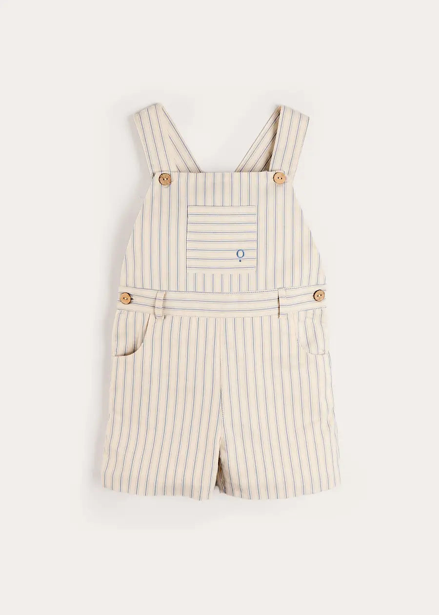 Percy Stripe Insignia Pocket Detail Dungarees in Blue (18mths-4yrs) Dungarees from Pepa London US