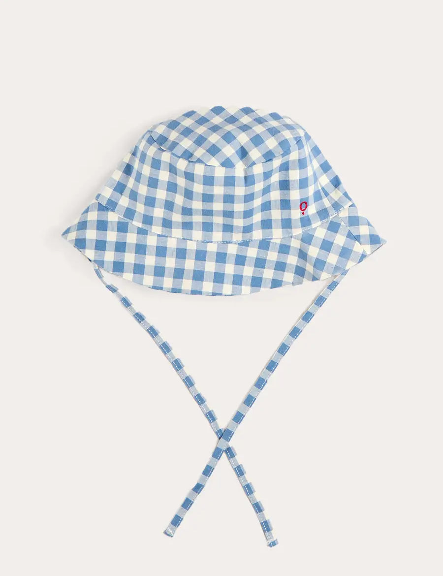 Darby Gingham Sun Hat in Blue (S-L) ACCESSORIES from Pepa London US