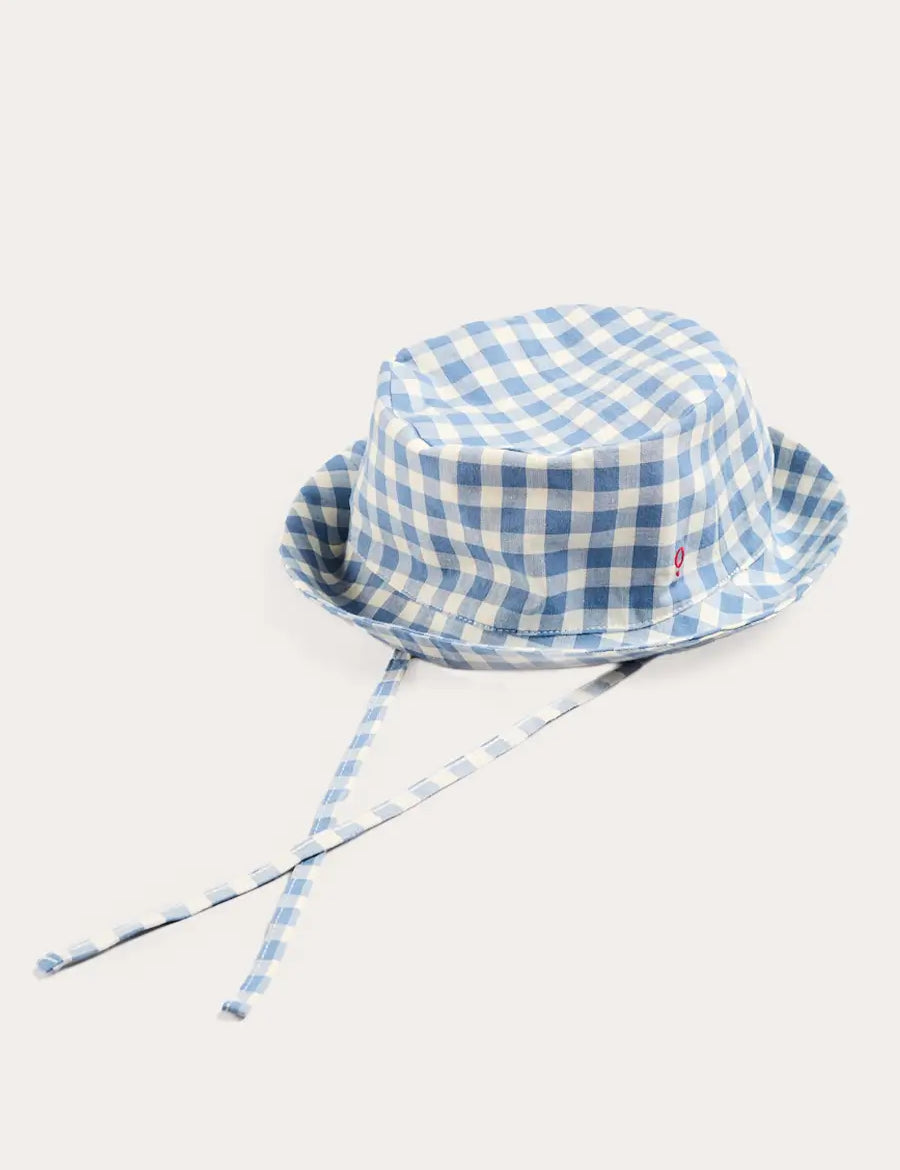 Darby Gingham Sun Hat in Blue (S-L) ACCESSORIES from Pepa London US