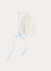 Scallop Edge Embroidered Bonnet in Blue (S-L) Bonnets from Pepa London US