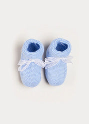 Lace Detail Knitted Booties in Light Blue (0-6mths) Shoes from Pepa London US
