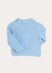 Nautical Boat Embroidery Polo Collar Cardigan in Sky Blue (12mths-6yrs) Knitwear from Pepa London US