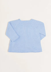 Openwork Detail Baby Cardigan in Light Blue (1-9mths) Knitwear from Pepa London US