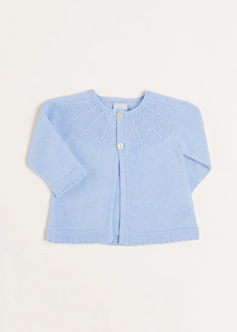 Openwork Detail Baby Cardigan in Light Blue (1-9mths) Knitwear from Pepa London US