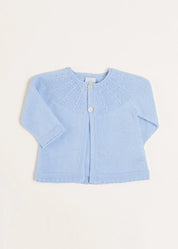 Openwork Detail Baby Cardigan in Light Blue (1-9mths) Knitwear from Pepa London US