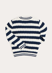 Anchor Motif Cable Knit Sailor Stripe Jumper in Navy (12mths- 10yrs) KNITWEAR from Pepa London US