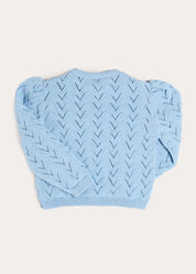 Openwork Cotton Cardigan in Light Blue (2-10yrs) Knitwear from Pepa London US
