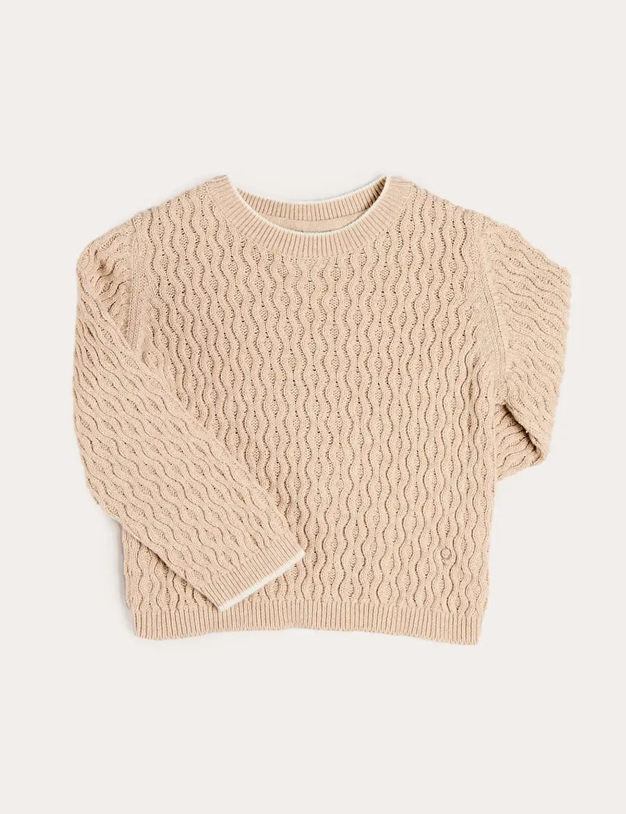 Wave Knit Jumper in Beige (3-10yrs) KNITWEAR from Pepa London US