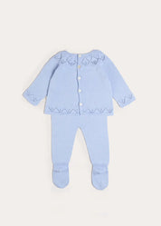 Diamond Openwork Three Piece Knitted Set in Light Blue (1-9mths) Knitwear from Pepa London US