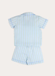 Winston Stripe Light Weight Short Sleeve Pyjamas in Green (18mths- 10yrs) NIGHTWEAR from Pepa London US