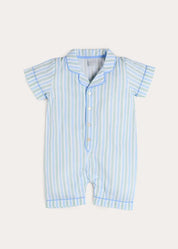 Winston Stripe Light Weight Short All-In-One Pyjamas in Green (9mths-2yrs) NIGHTWEAR from Pepa London US