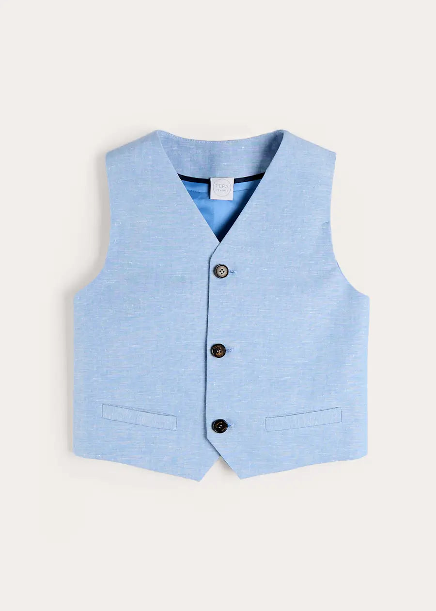 Plain Waist-Coat in Sky Blue (4- 10yrs) COATS from Pepa London US