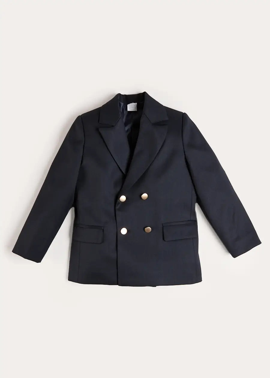 Double Breasted Wool Blazer Jacket in Navy (4-10yrs) COATS from Pepa London US